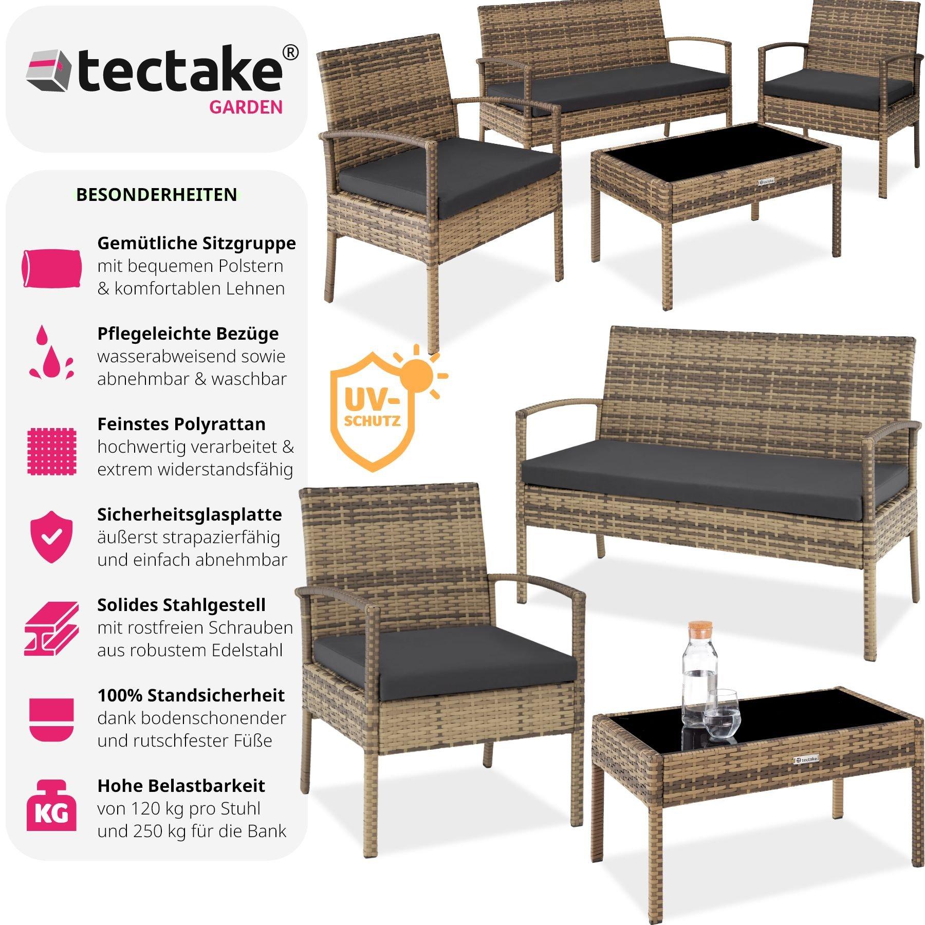 Tectake Set in rattan Sparta 3+1  
