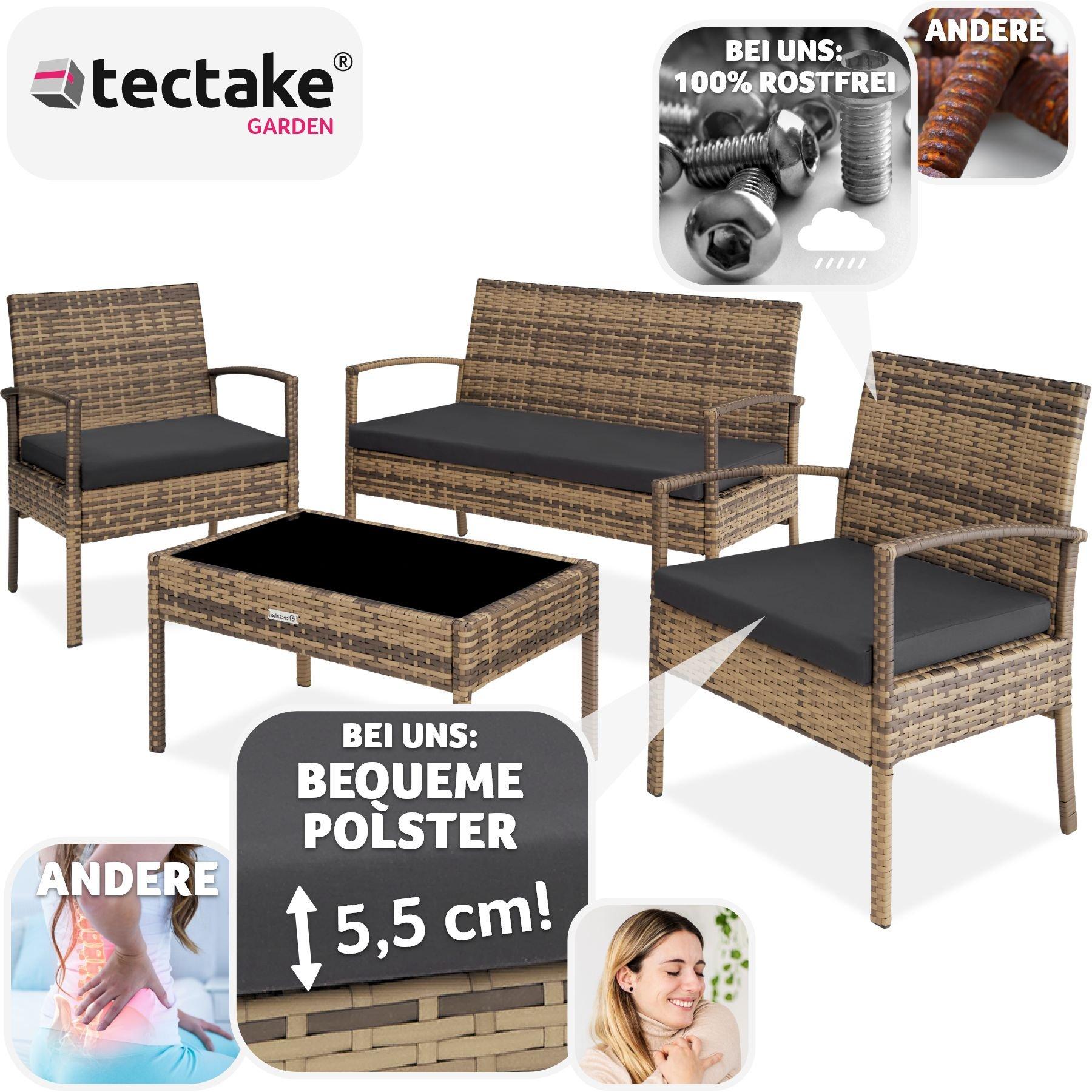 Tectake Set in rattan Sparta 3+1  