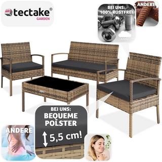 Tectake Set in rattan Sparta 3+1  