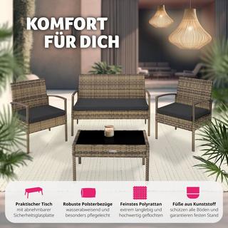 Tectake Set in rattan Sparta 3+1  