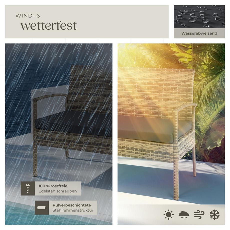 Tectake Rattan Sitzgruppe Sparta für 4 Personen widerstandsfähig  