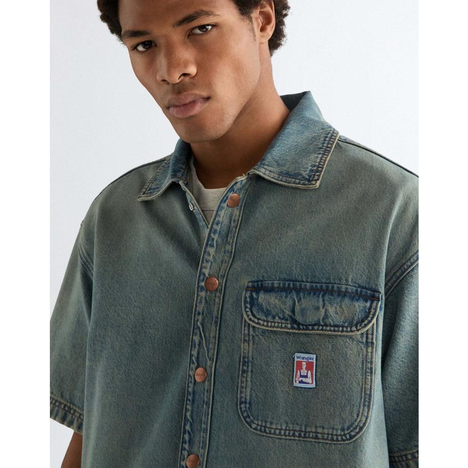 Wrangler Camicia in denim maniche corte  