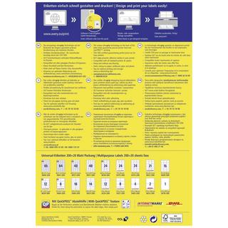 Avery-Zweckform Etichetta universale 64.6 x 33.8 mm Carta Bianco 4800 pz. A tenuta permanente Stampante laser a  