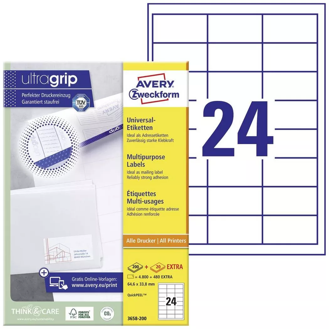 Avery-Zweckform – AVERY ZWECKFORM Etiketten 64,6×33,8mm, 5280 Stk., One Size, Weiss