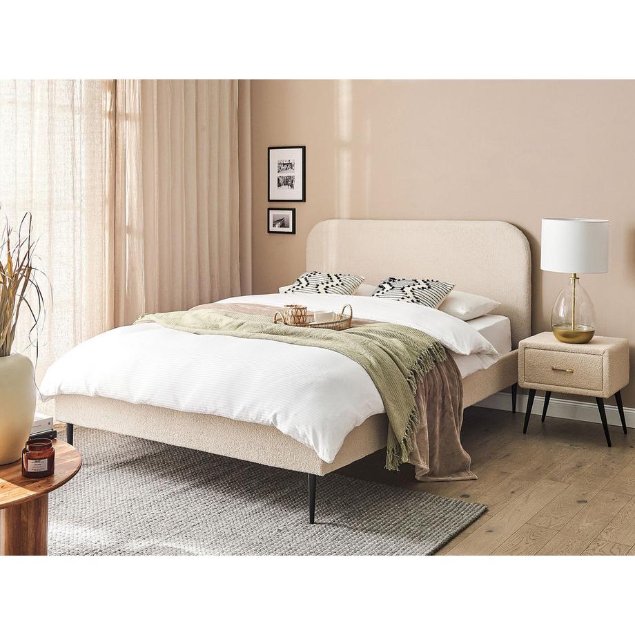 Beliani Bett mit Lattenrost aus Bouclé Glamourös FLAYAT  