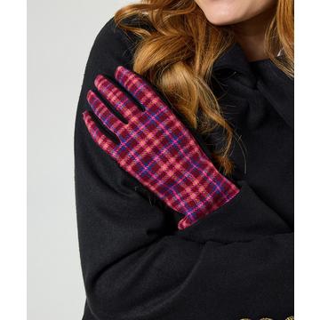 Elastische Handschuhe im Tartan-Muster