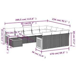 VidaXL Ensemble de canapés de jardin rotin synthétique  