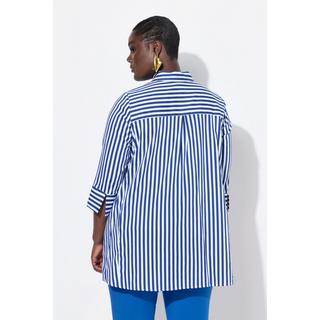 Ulla Popken Gestreifte Godetfalten Bluse mit 3/4-Arm  