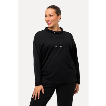 Sweatshirt, Schriftmotiv, Boxy, Stehkragen, Langarm