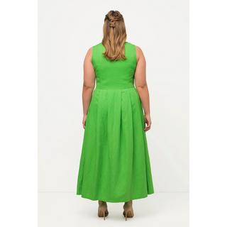 Ulla Popken  Trachtenkleid, Leinenmix, Herzausschnitt, ärmellos 