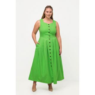 Ulla Popken  Trachtenkleid, Leinenmix, Herzausschnitt, ärmellos 