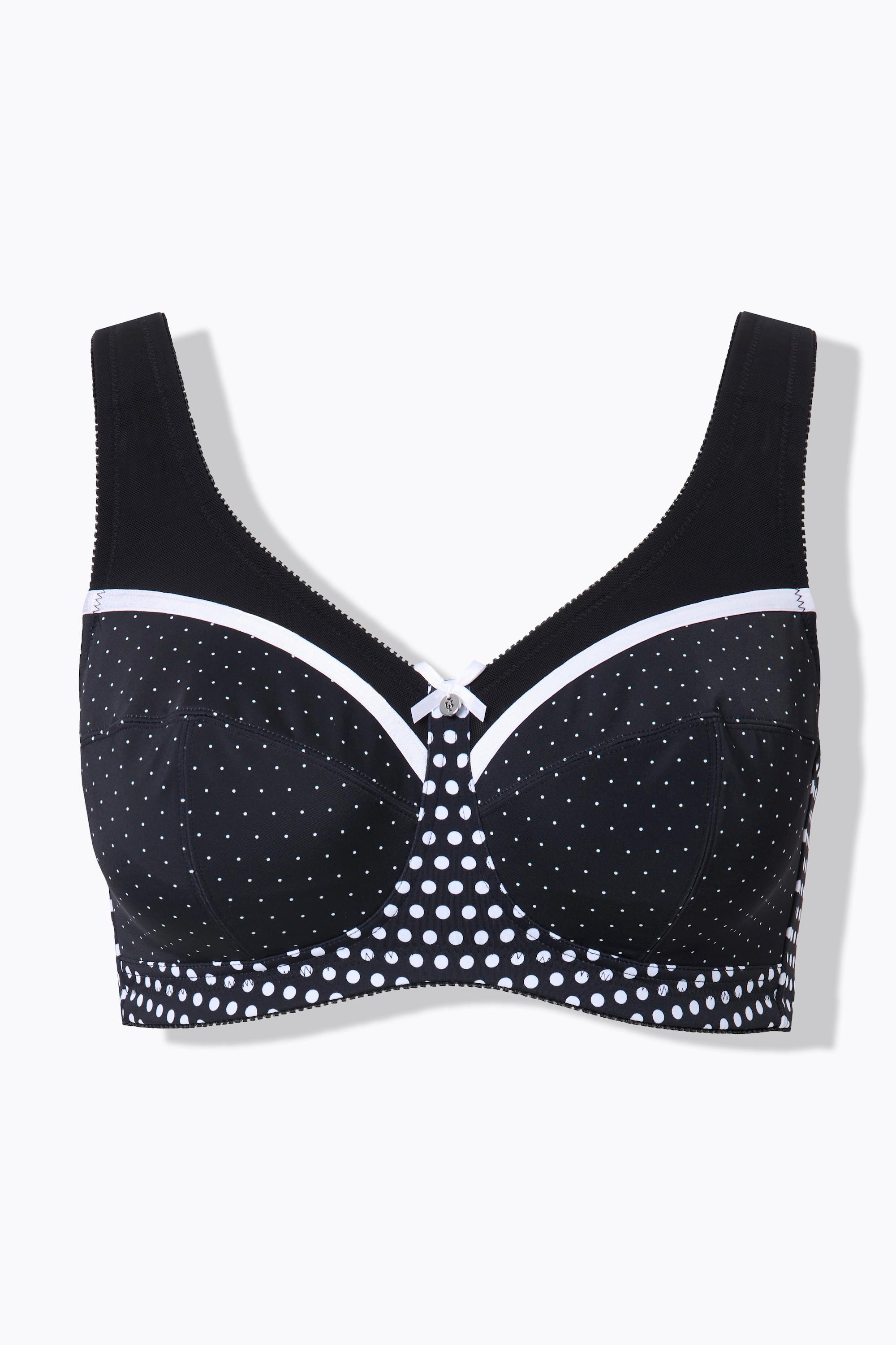 Ulla Popken  Reggiseno sostenitivo senza ferretto con design a pois e coppa C-F 