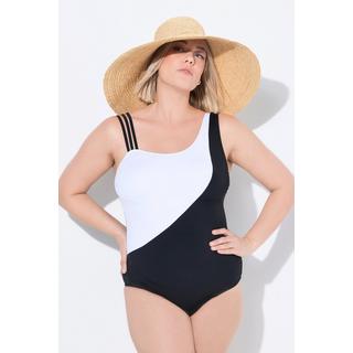 Ulla Popken  Maillot de bain esprit « colour block », bretelle triple et bonnets souples, matières recyclées 