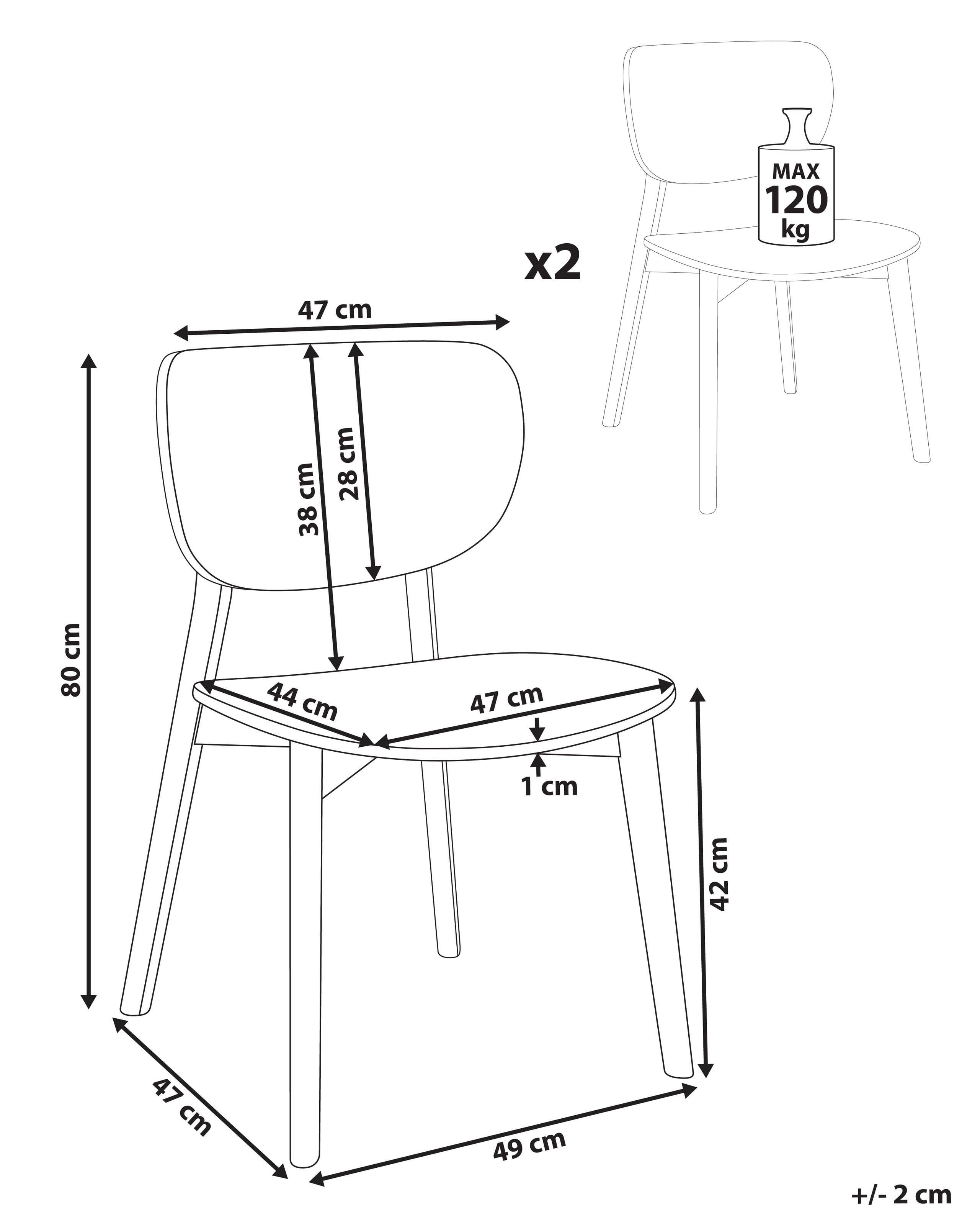 Beliani Esszimmerstuhl 2er Set aus Gummibaumholz Skandinavisch OVERLY  