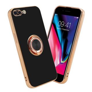 Cadorabo  Housse compatible avec Apple iPhone 7 PLUS / 7S PLUS / 8 PLUS avec anneau - Coque de protection en silicone TPU flexible, avec protection pour appareil photo et support voiture magnétique 