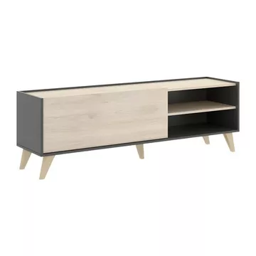 Meuble TV KOLYMA 1 porte 2 niches  Chêne