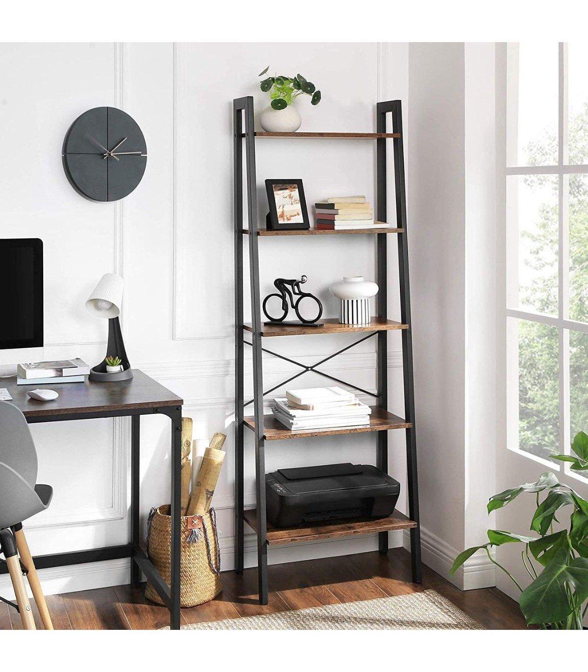 Calicosy Standregal mit 5 Ablagen Vintagebraun-Schwarz  