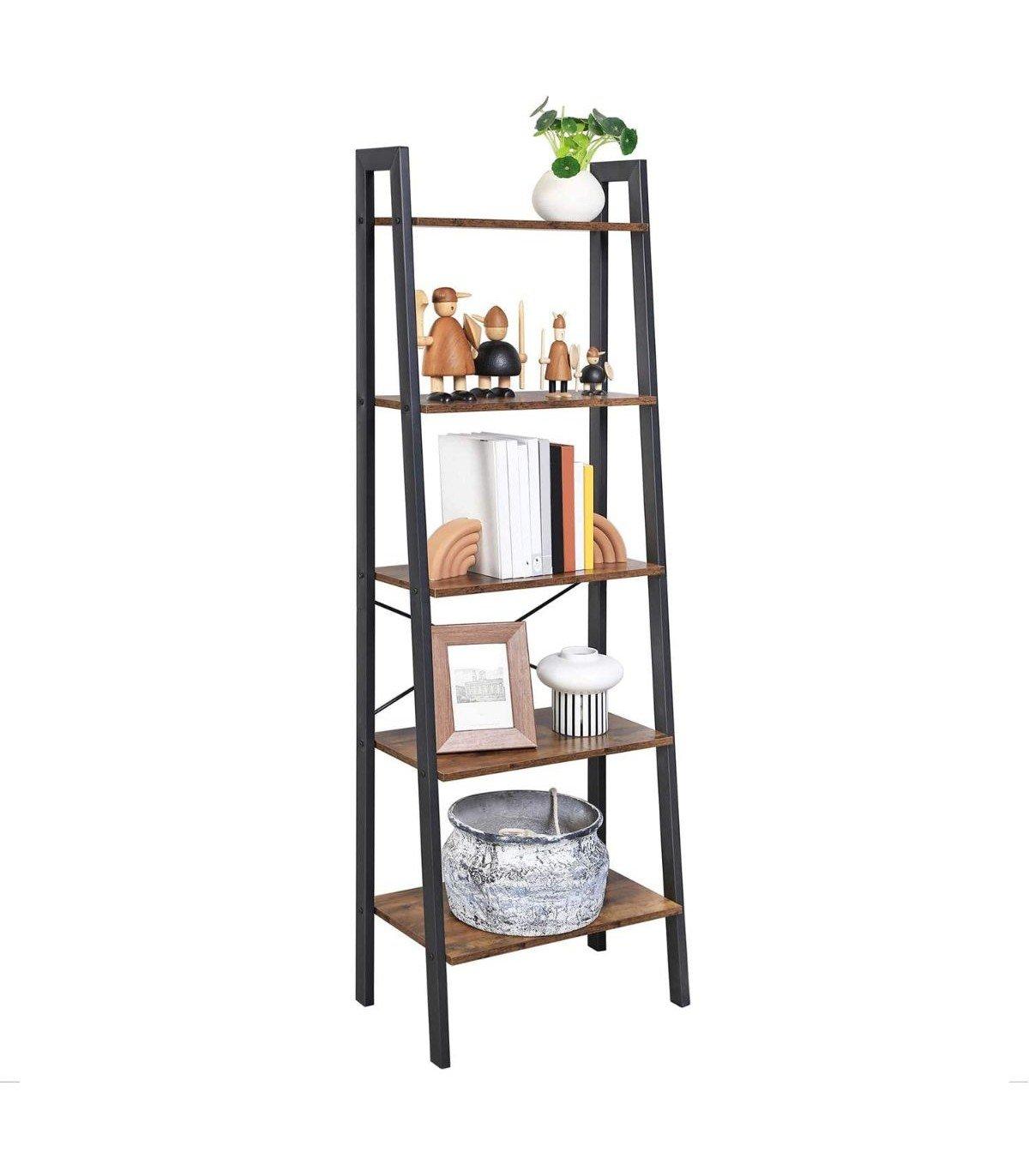 Calicosy Standregal mit 5 Ablagen Vintagebraun-Schwarz  