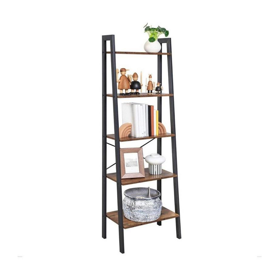 Calicosy Standregal mit 5 Ablagen Vintagebraun-Schwarz  