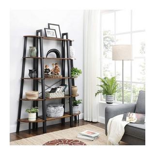 Calicosy Standregal mit 5 Ablagen Vintagebraun-Schwarz  