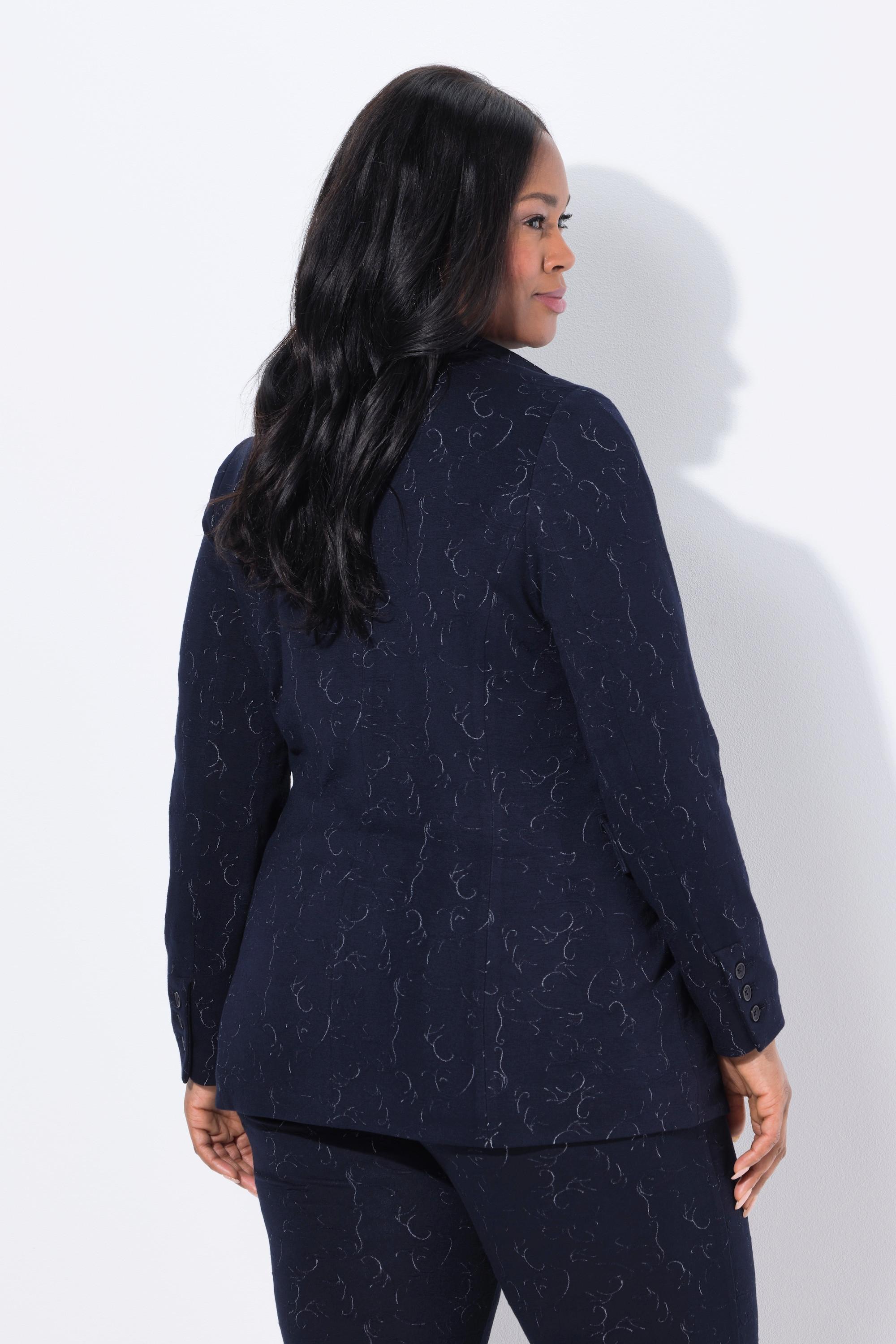 Ulla Popken Blazer Jersey Jacquard Col Revers Manches Longues  