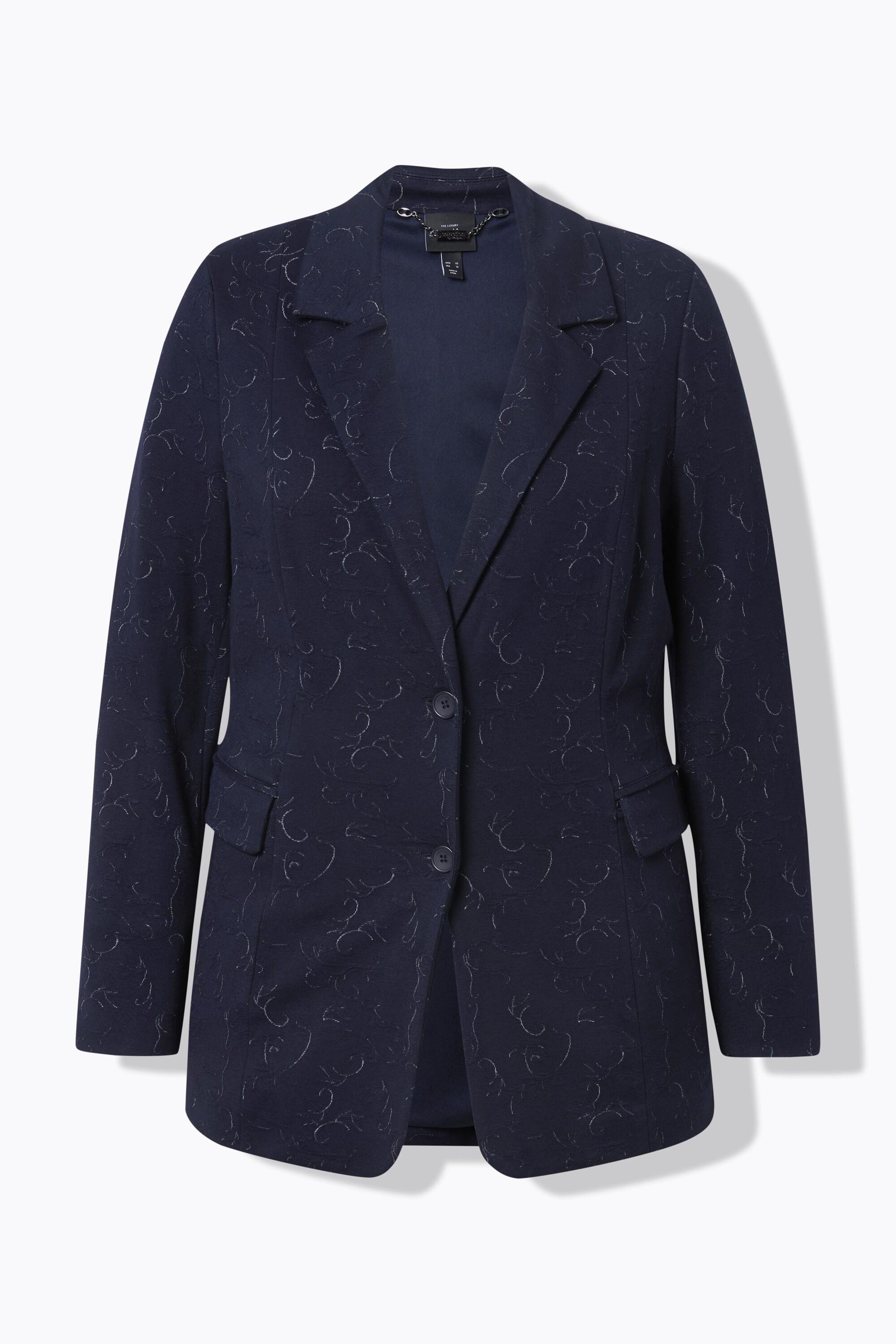 Ulla Popken Blazer Jersey Jacquard Col Revers Manches Longues  