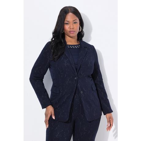 Ulla Popken Blazer Jersey Jacquard Col Revers Manches Longues  