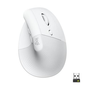 Lift Mouse Ergonomico Verticale, Senza Fili, Ricevitore Bluetooth o Logi Bolt USB, Clic Silenziosi, 4 Tasti, Compatibile con Windows / macOS / iPadOS, Laptop, PC. Bianco