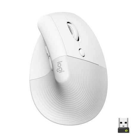 Logitech  Lift Mouse Ergonomico Verticale, Senza Fili, Ricevitore Bluetooth o Logi Bolt USB, Clic Silenziosi, 4 Tasti, Compatibile con Windows / macOS / iPadOS, Laptop, PC. Bianco 