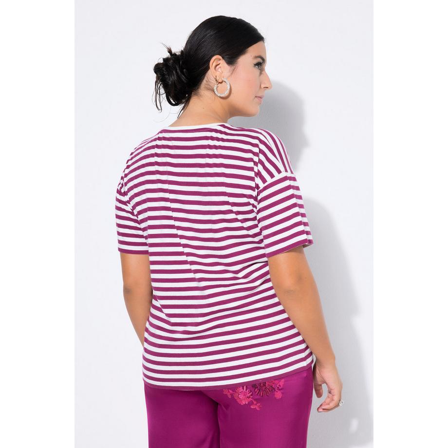 Studio Untold T-shirt a righe ricamata a maniche corte  