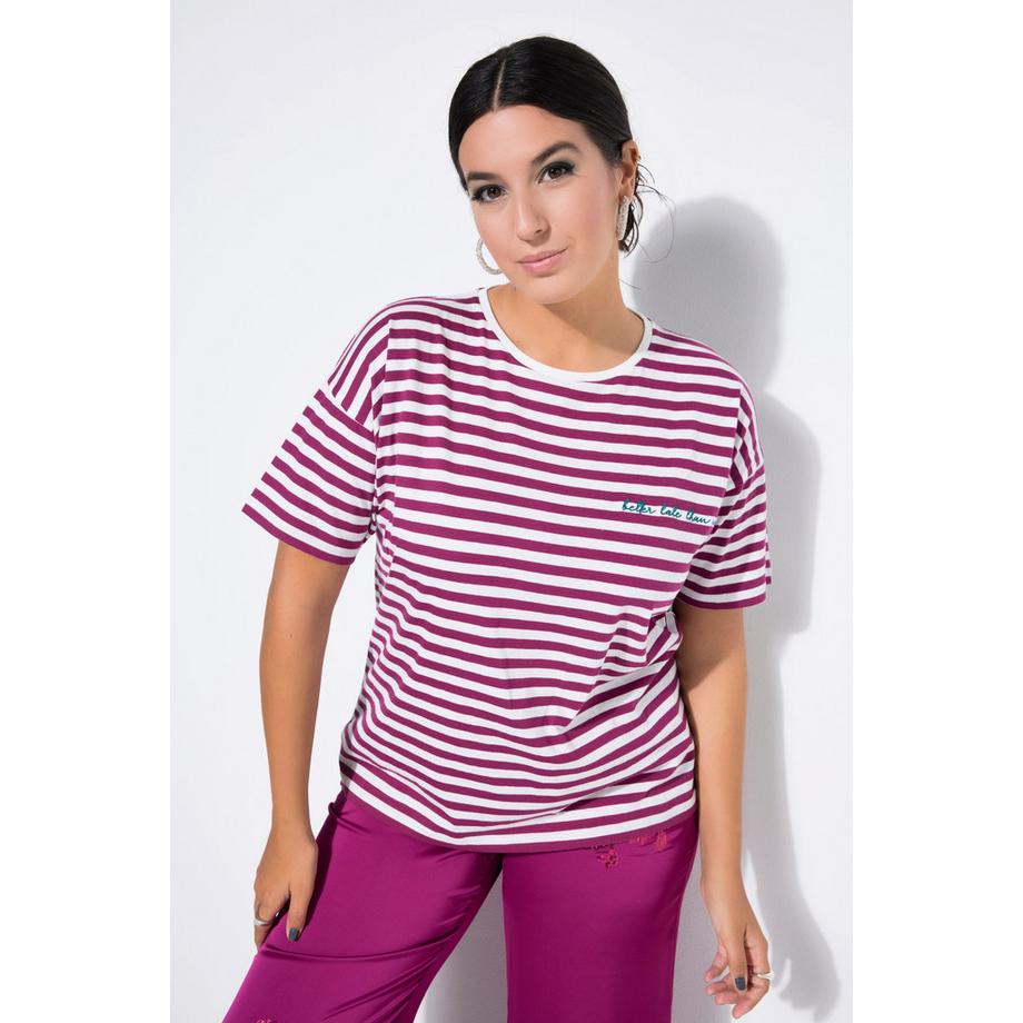 Studio Untold T-shirt a righe ricamata a maniche corte  