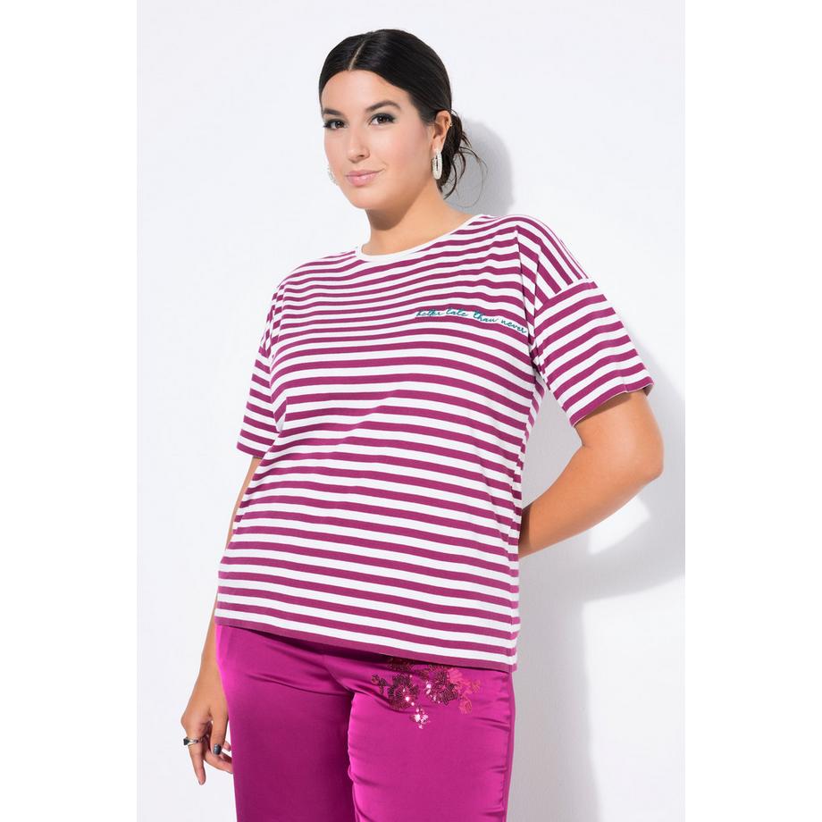 Studio Untold T-shirt a righe ricamata a maniche corte  