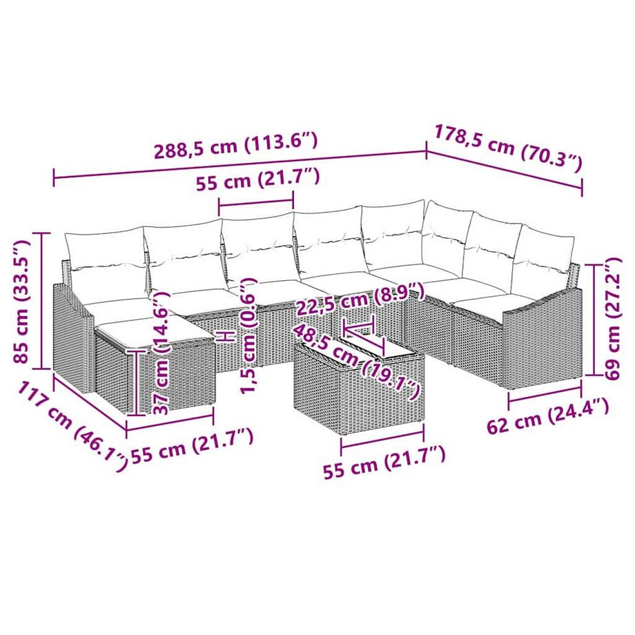 VidaXL Gartensofa-set poly-rattan  