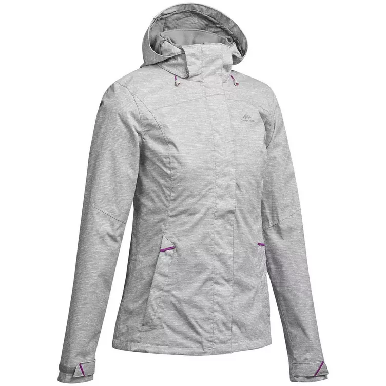 QUECHUA Wanderjacke Bergwandern MH100 Wasserdicht Damen grau meliertonline kaufen MANOR