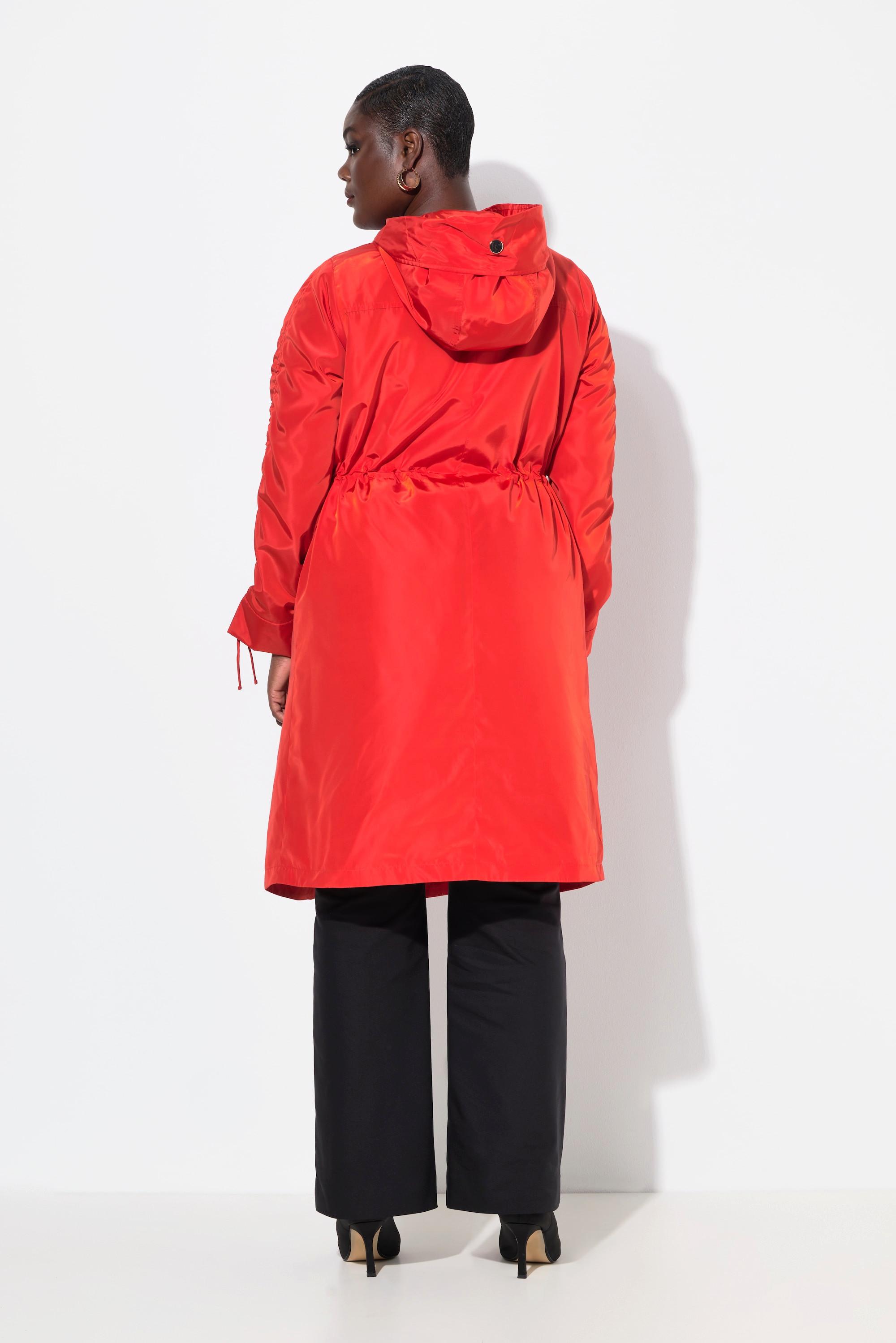 Ulla Popken Cappotto Idrorepellente Linea ad A Collo con Cappuccio  