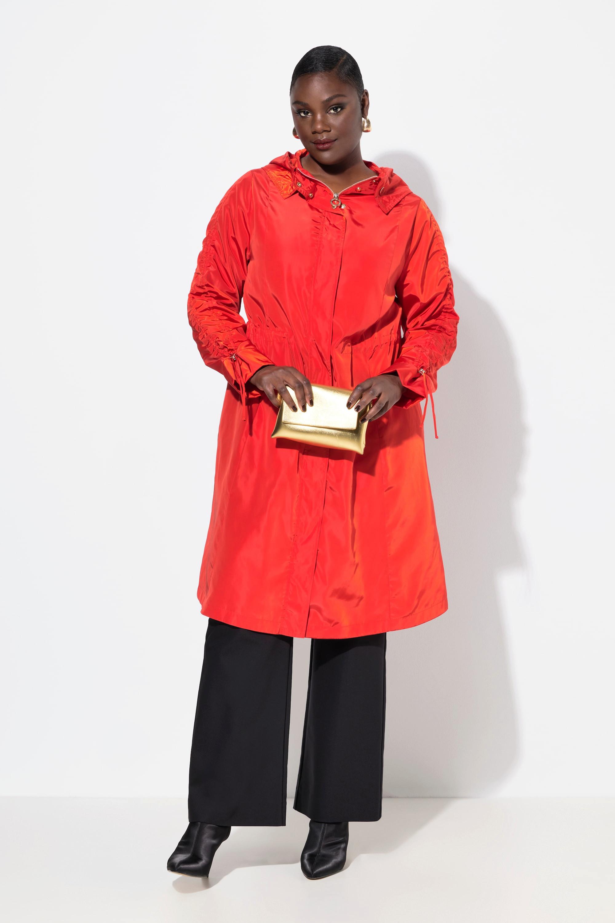 Ulla Popken Cappotto Idrorepellente Linea ad A Collo con Cappuccio  