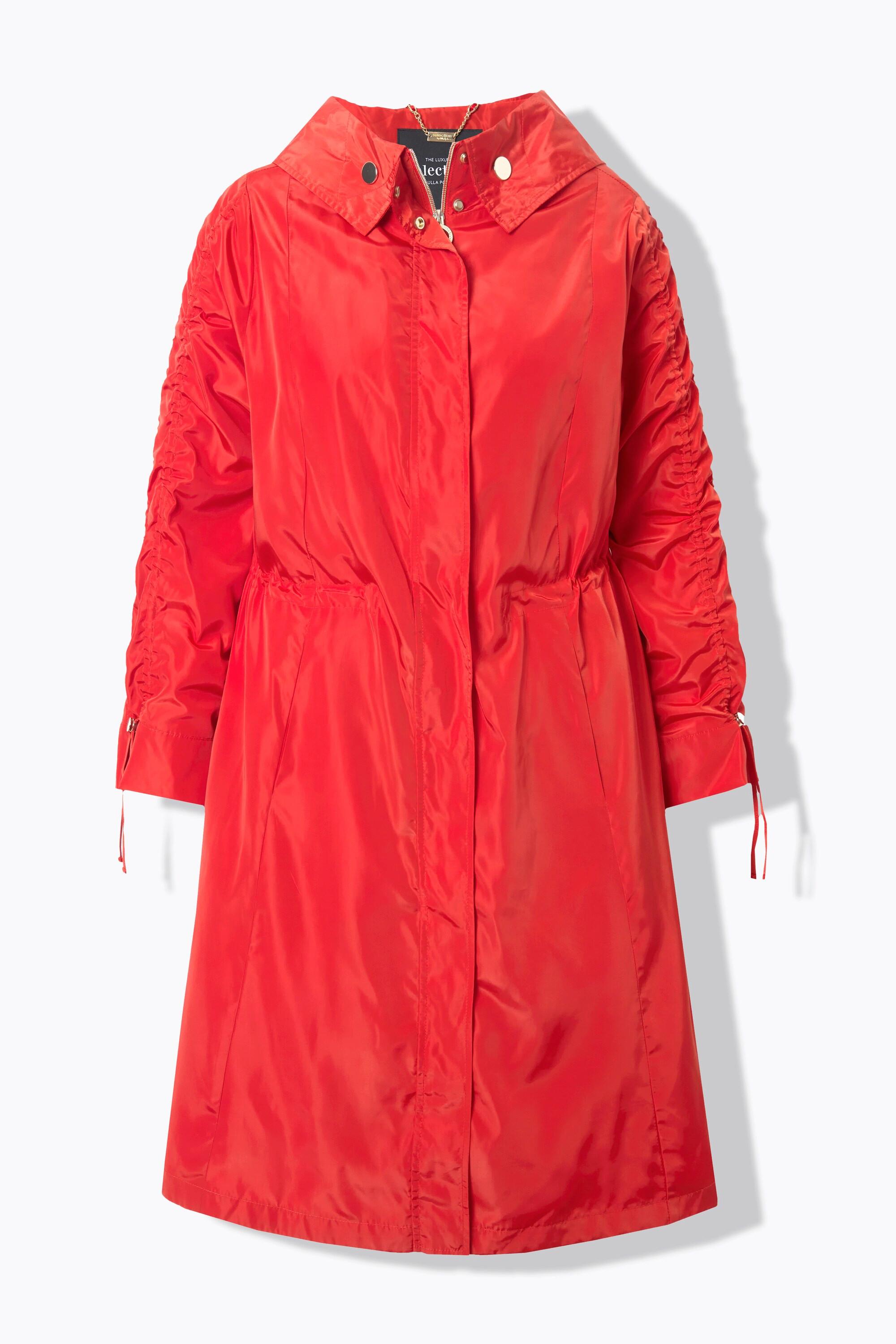 Ulla Popken Cappotto Idrorepellente Linea ad A Collo con Cappuccio  