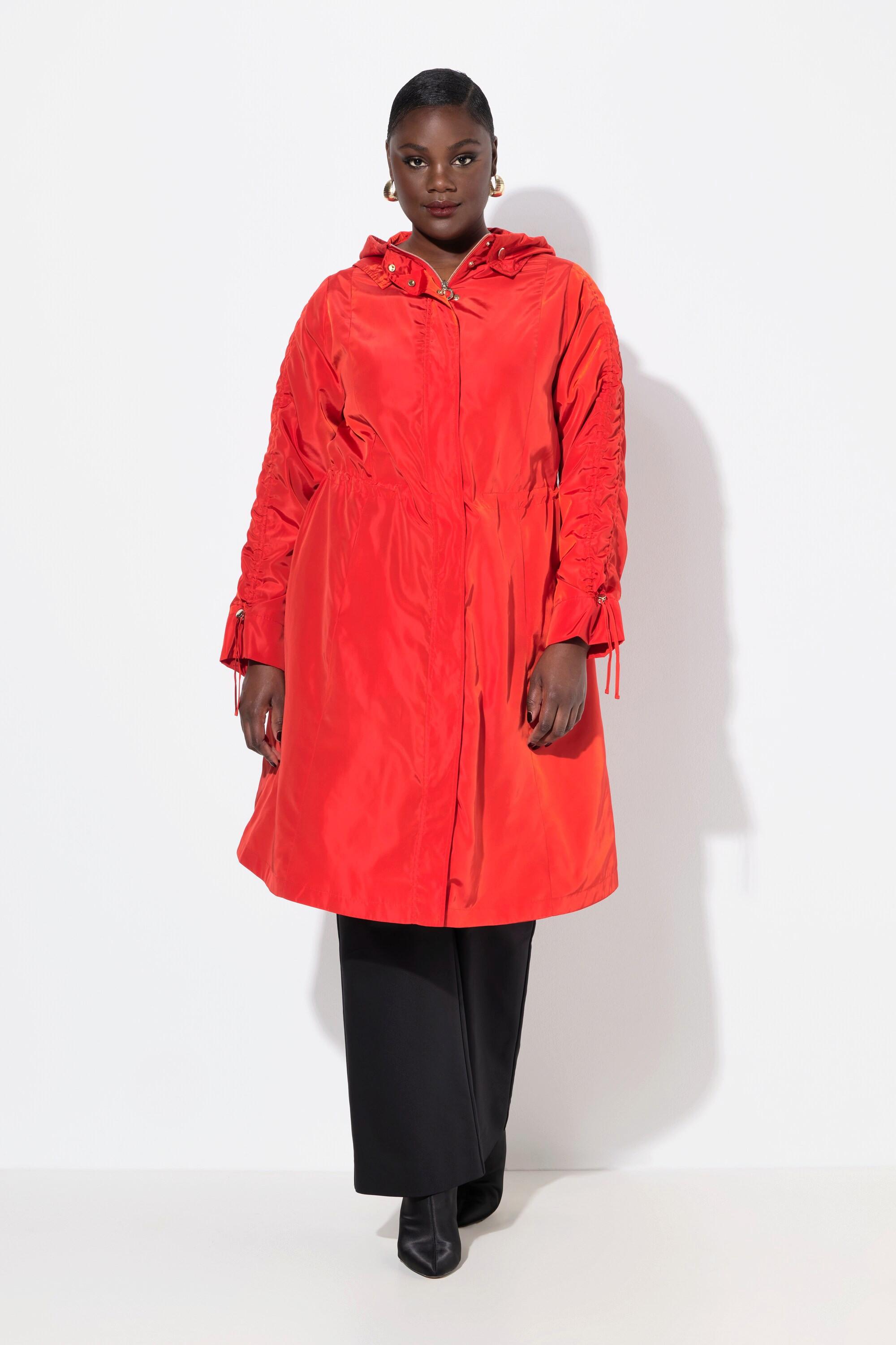 Ulla Popken Cappotto Idrorepellente Linea ad A Collo con Cappuccio  