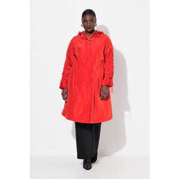 Cappotto idrorepellente dal taglio svasato con cappuccio