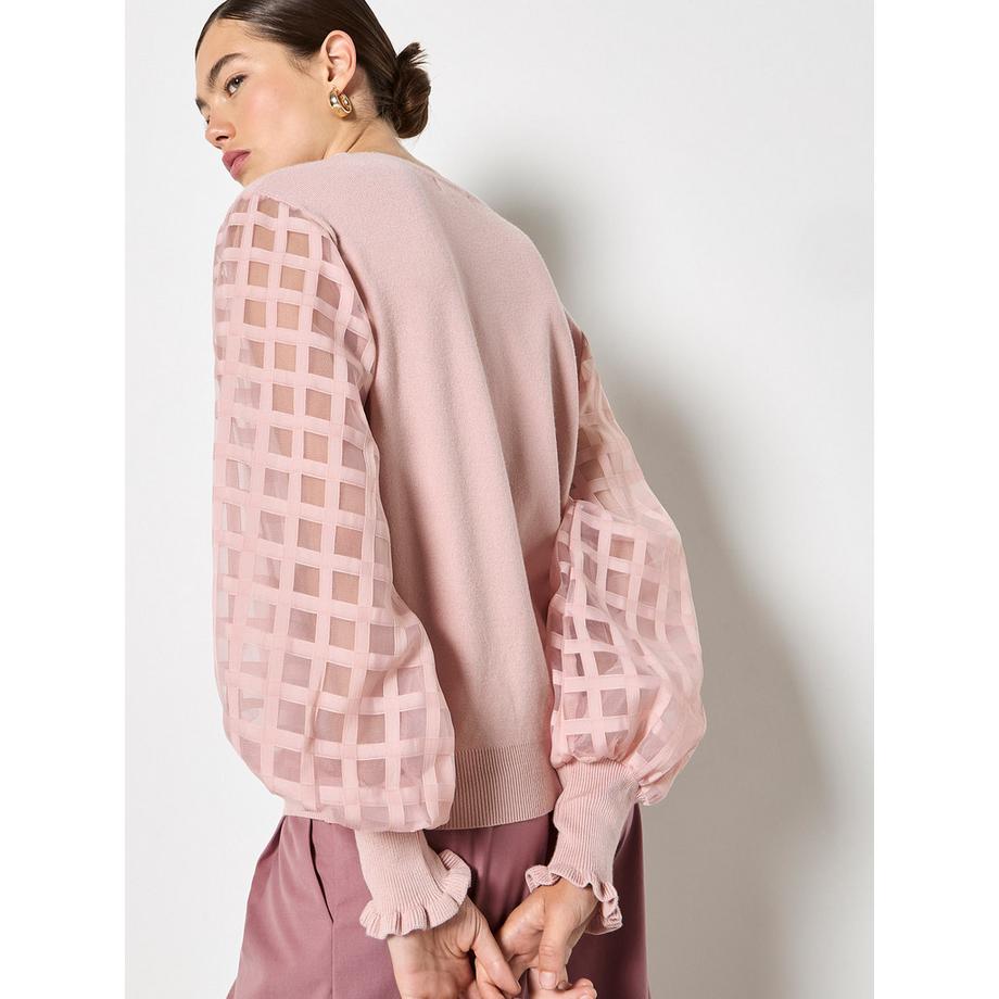 APRICOT Pullover Maniche Organza Quadri  