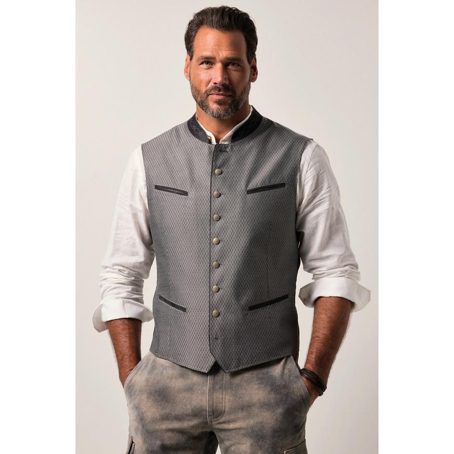 JP1880 Gilet Trachten Col Montant Broderie  