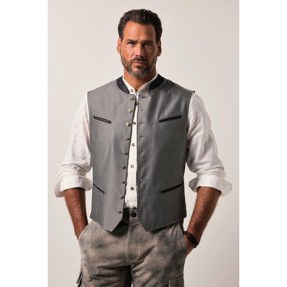 JP1880 Gilet Trachten Col Montant Broderie  