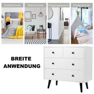 Northix Cassettiera con 4 cassetti, credenza in legno, mobile portaoggetti moderno, bianco  