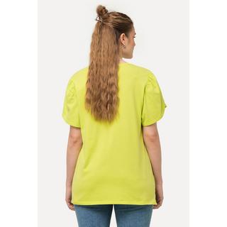 Ulla Popken  T-shirt col rond et manches courtes, teinture à froid, silhouette en A évasée 