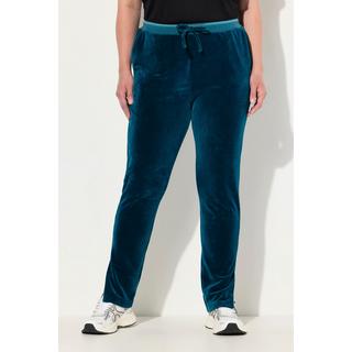 Ulla Popken  Pantalon de jogging en velours, passepoil brillant, taille élastique et poches 