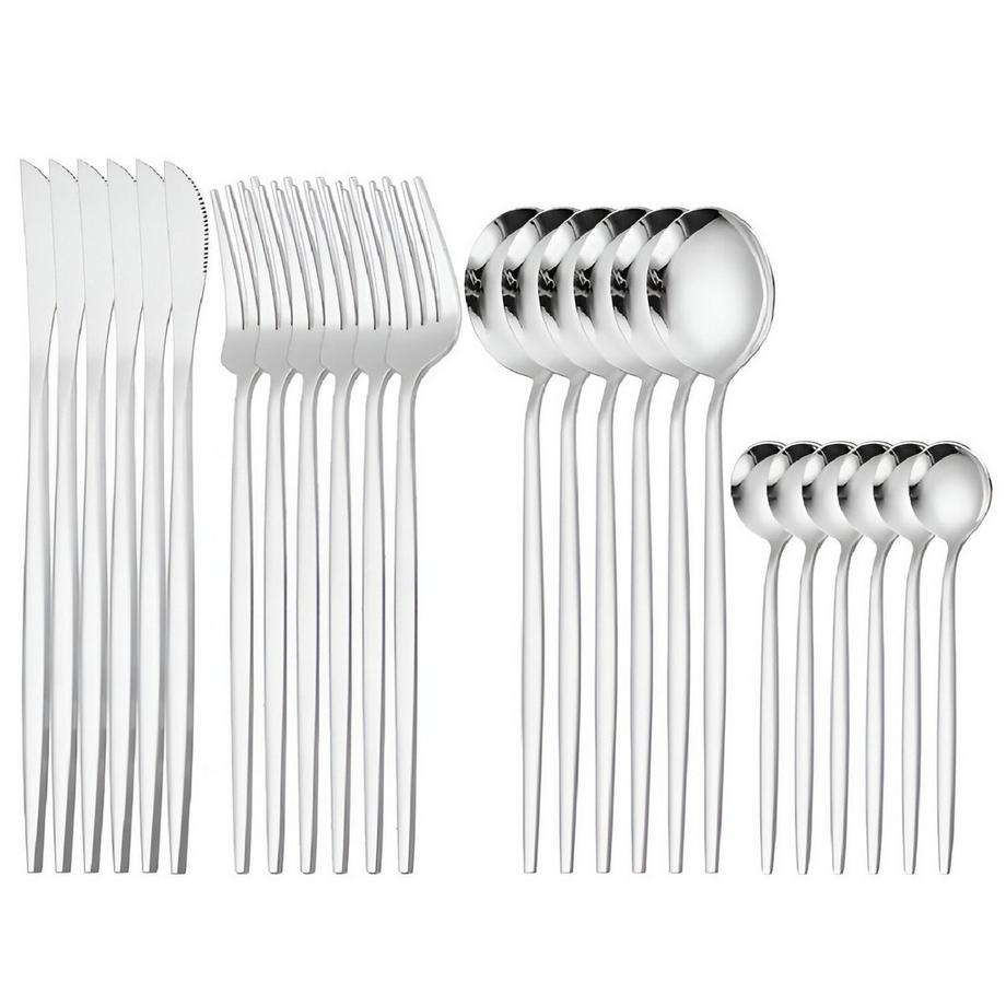 Cheffinger Set di 24 pezzi di posate eleganti per 6 persone  
