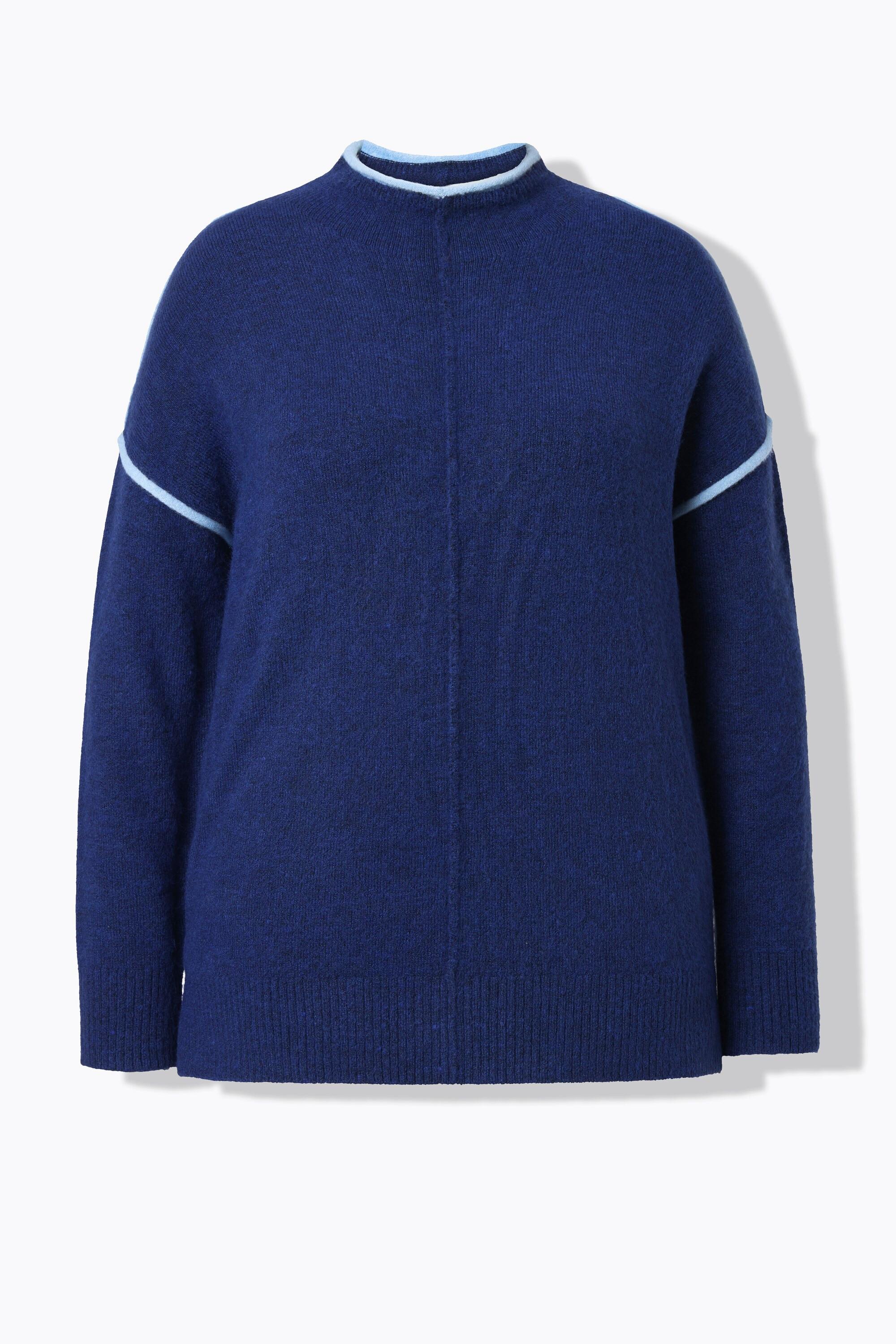 Ulla Popken Maglione Oversize Righe a Contrasto Collo Alto  