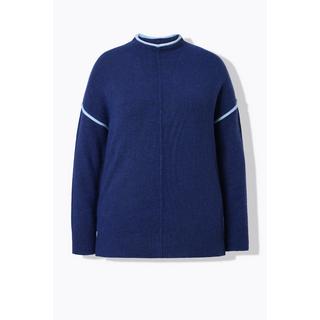 Ulla Popken Maglione Oversize Righe a Contrasto Collo Alto  