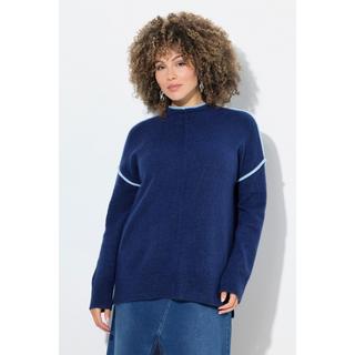 Ulla Popken Maglione Oversize Righe a Contrasto Collo Alto  