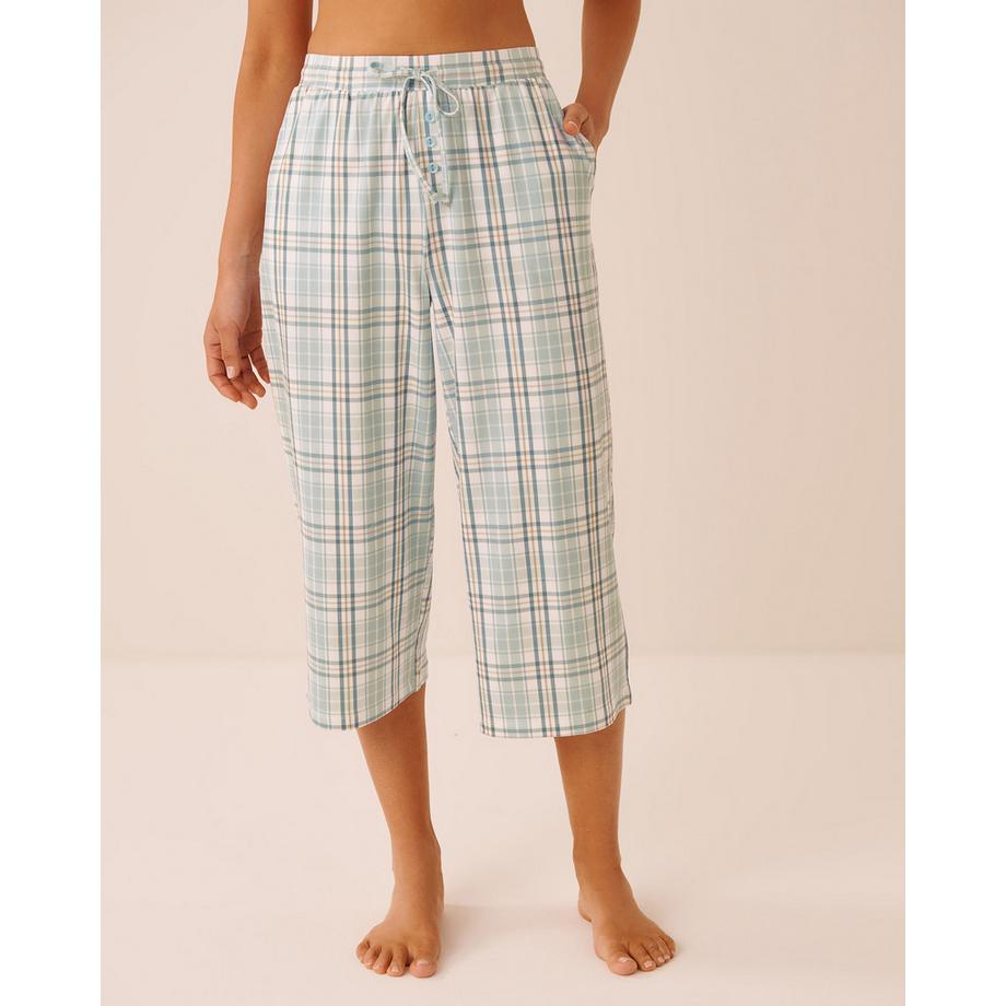 Ultraweiche Pyjama-Caprihose mitem Karomuster